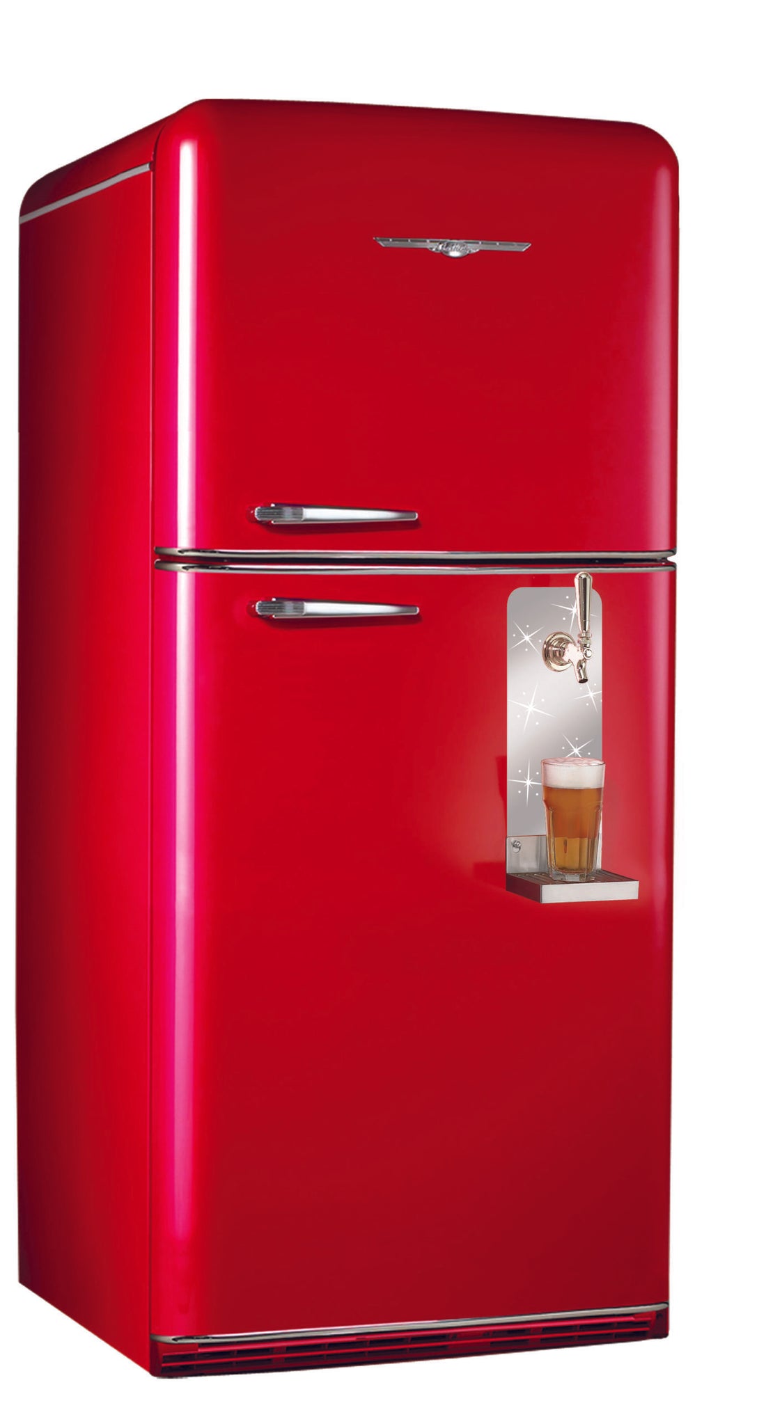 Turn your recreation room into the 'coolest space on the block' with a retro fridge with draft beer system