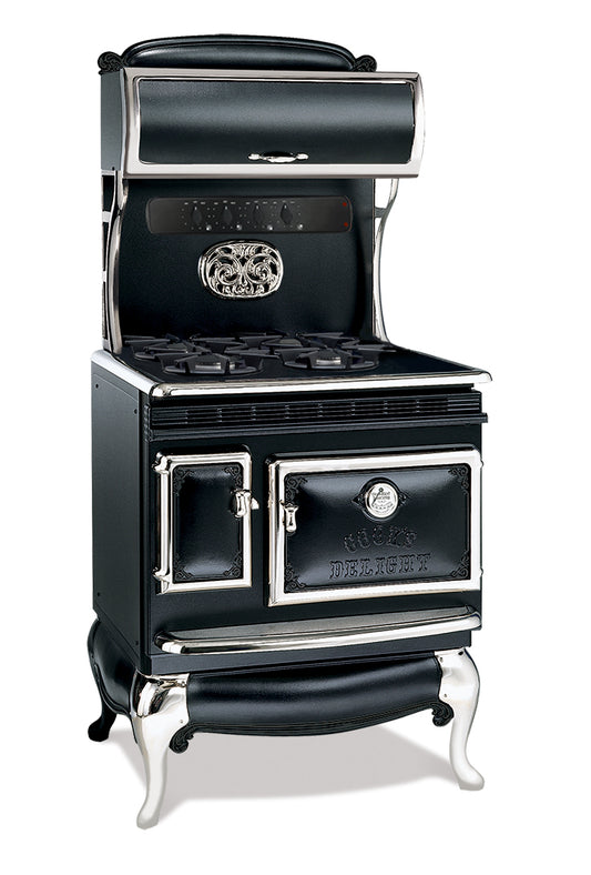 Heritage-Inspired Range with four gas burners and gas oven, Black with Nickel trim, 1860