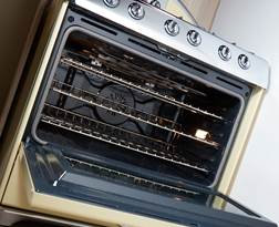 Self-cleaning true convection oven