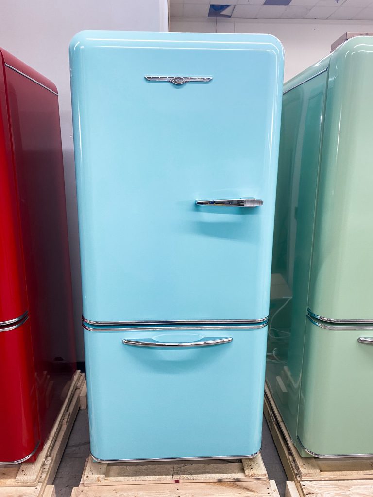 blue elimira stove works retro fridge