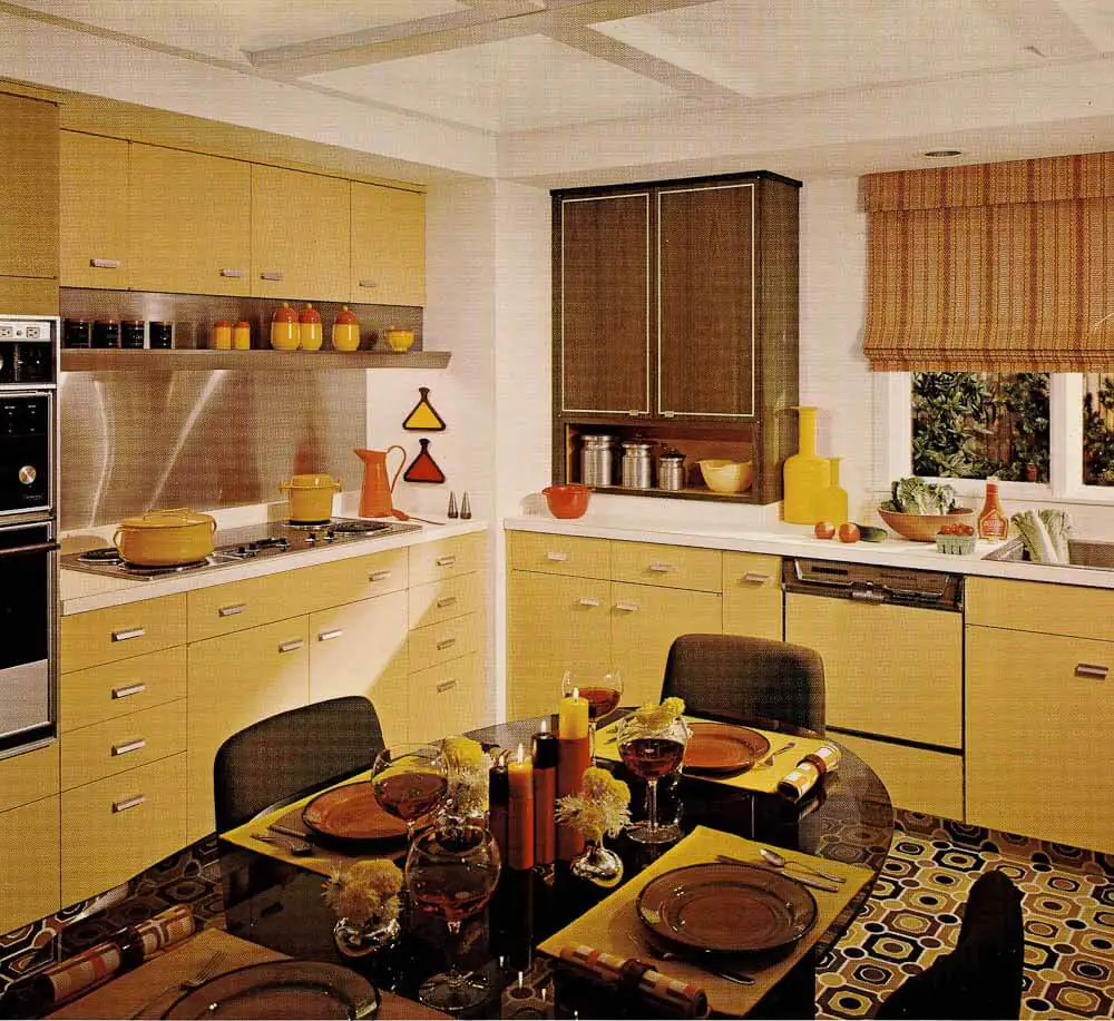 70's kitchen with yellow accents